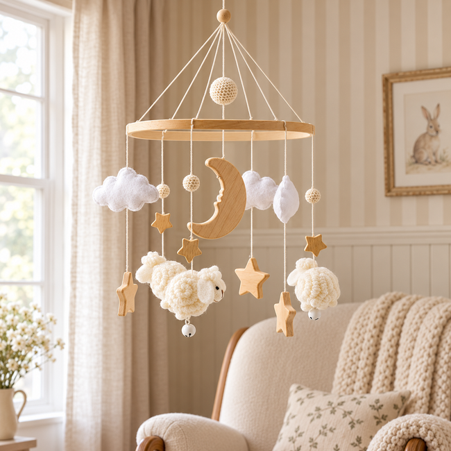 White Sheep baby mobile