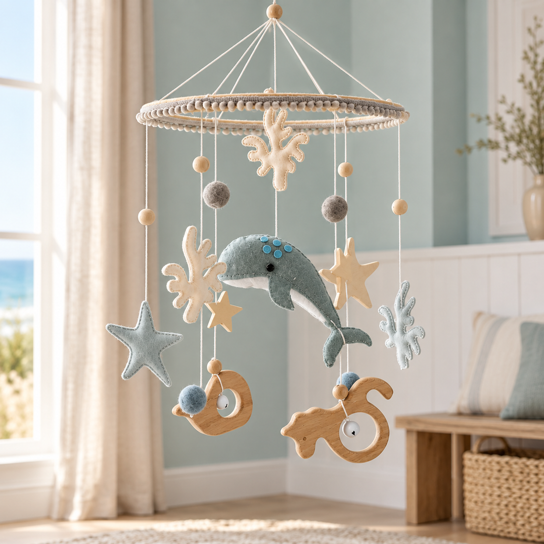 Whale baby mobile